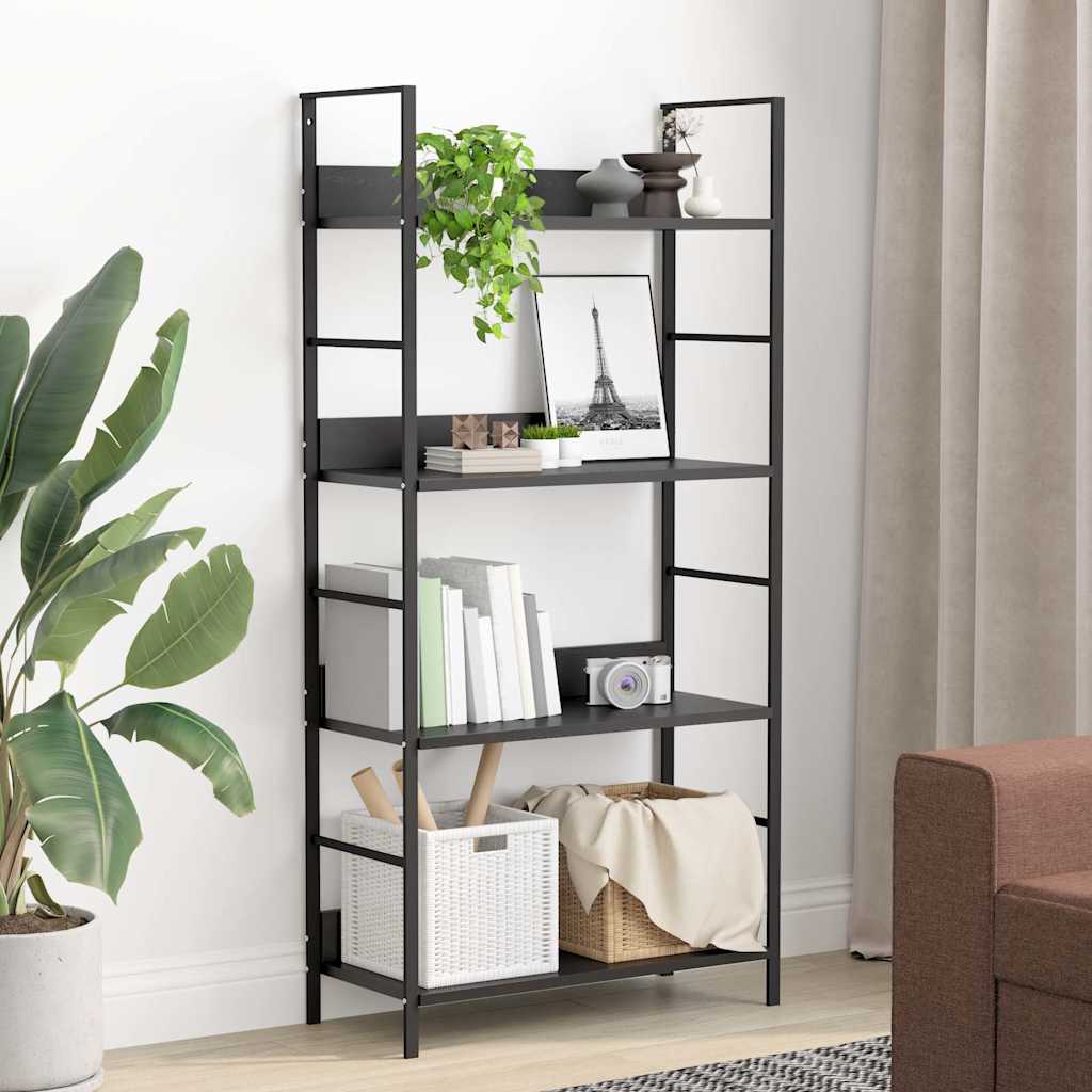 Vidaxl boekenkast met 4 schappen 60x27,6x90,5 cm bewerkt hout zwart