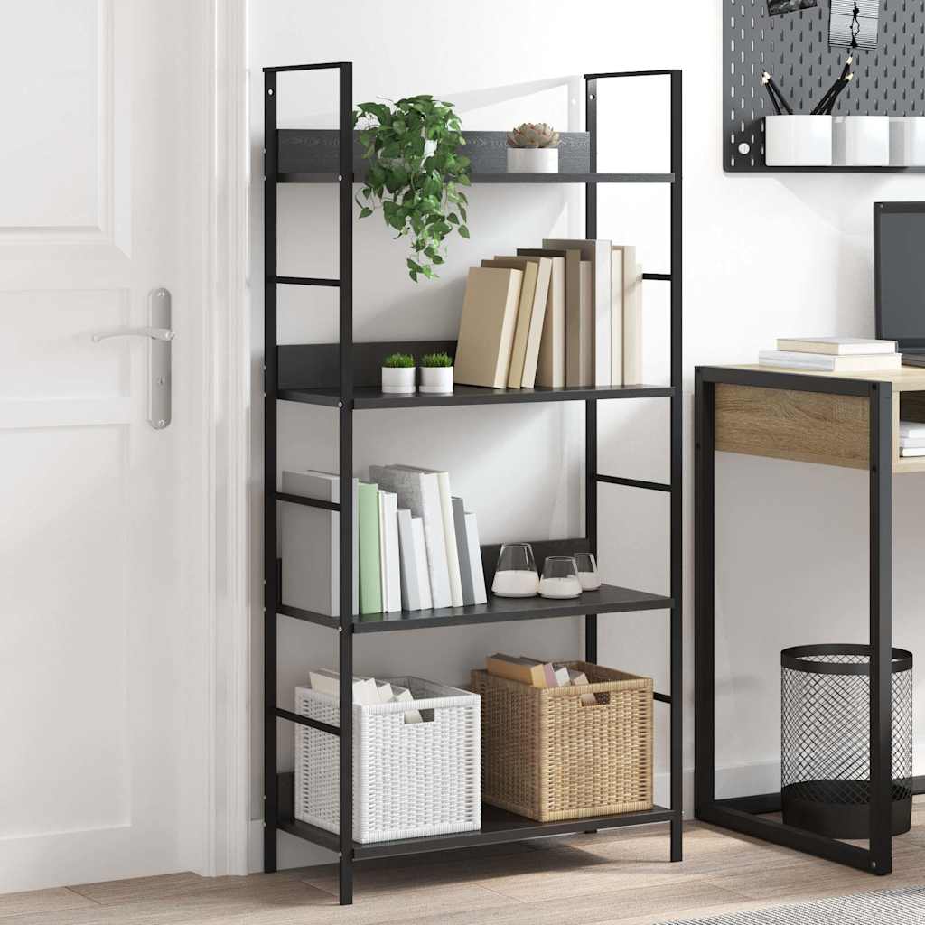 Vidaxl boekenkast met 4 schappen 60x27,6x90,5 cm bewerkt hout zwart