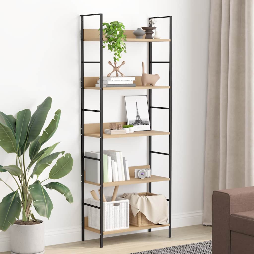 Vidaxl boekenkast 5 schappen 60x27,6x158,5 cm bewerkt hout eikenkleur