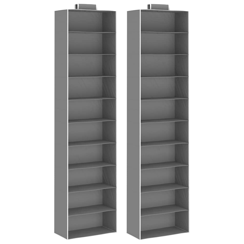 Vidaxl -Kleidung Organisatoren, die 2 Sts mit 10 Regalen Stoff hängen