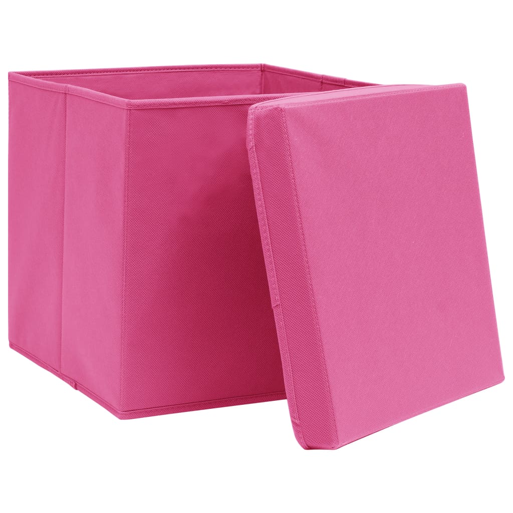 VIDAXL -Speicherboxen mit Deckel 10 PCs 32x32x32 cm Stoff rosa
