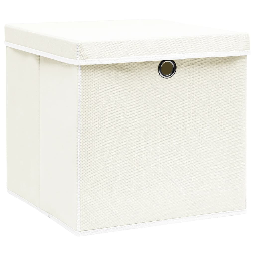 VIDAXL -Speicherboxen mit Deckel 4 PCs 32x32x32 cm Stoff weiß