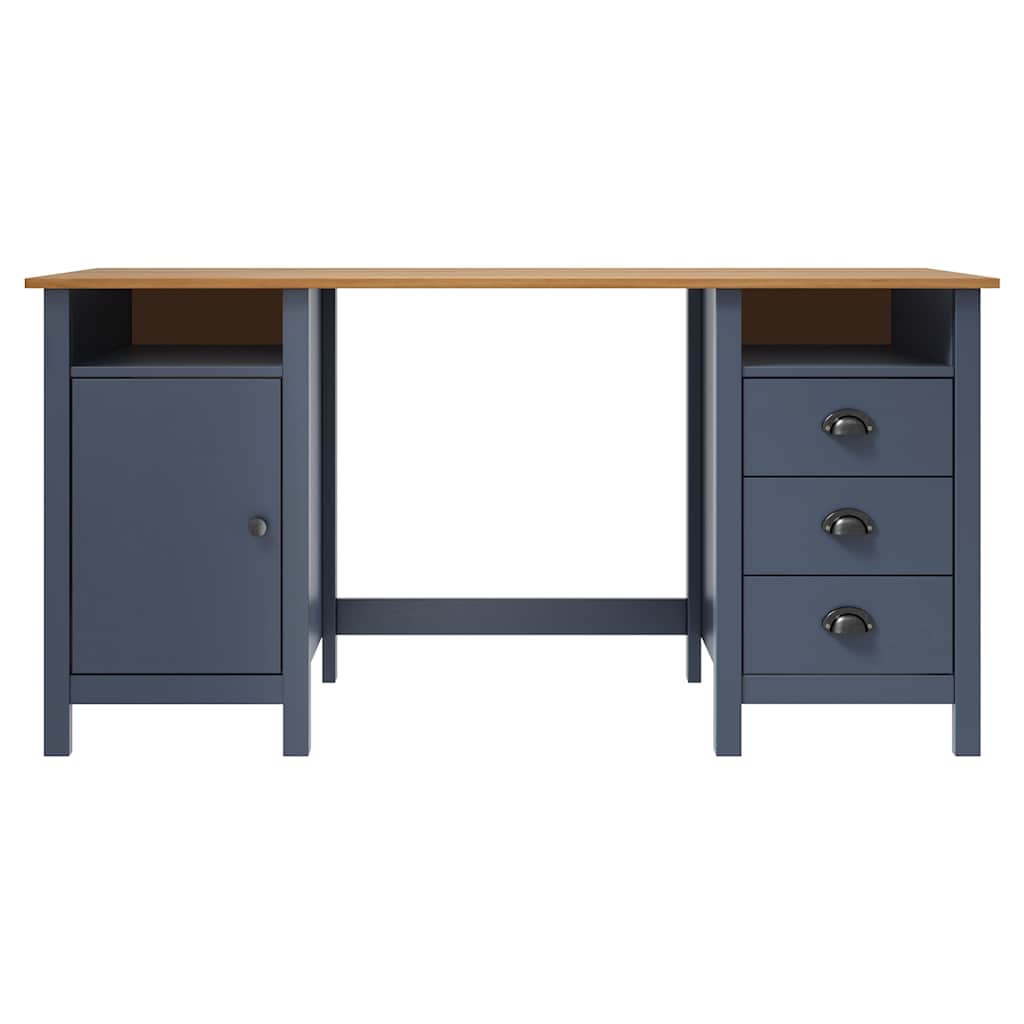 Vidaxl bureau hill 150x50x74 cm massief grenenhout grijs