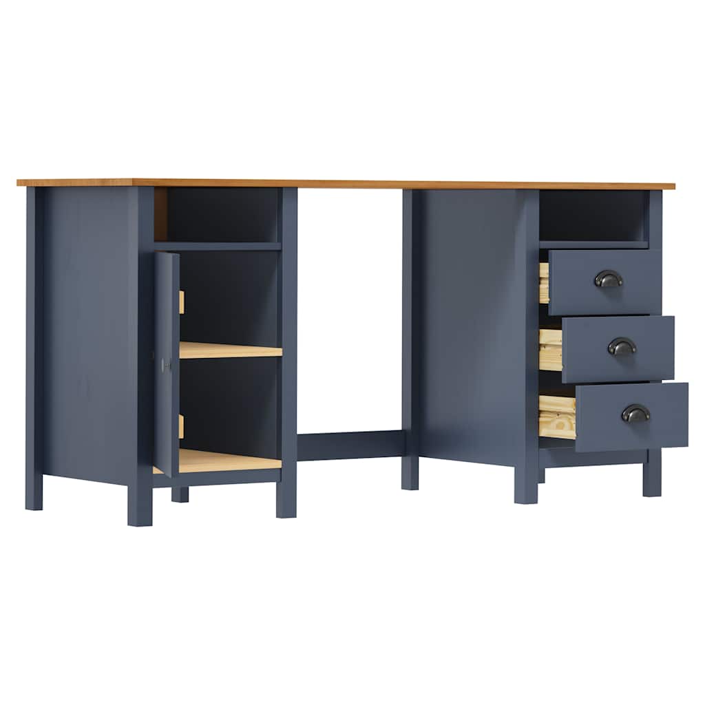 Vidaxl bureau hill 150x50x74 cm massief grenenhout grijs