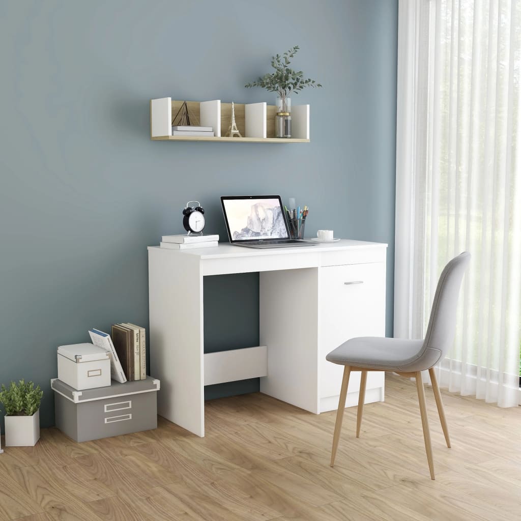 Vidaxl bureau 100x50x76 cm bewerkt hout wit