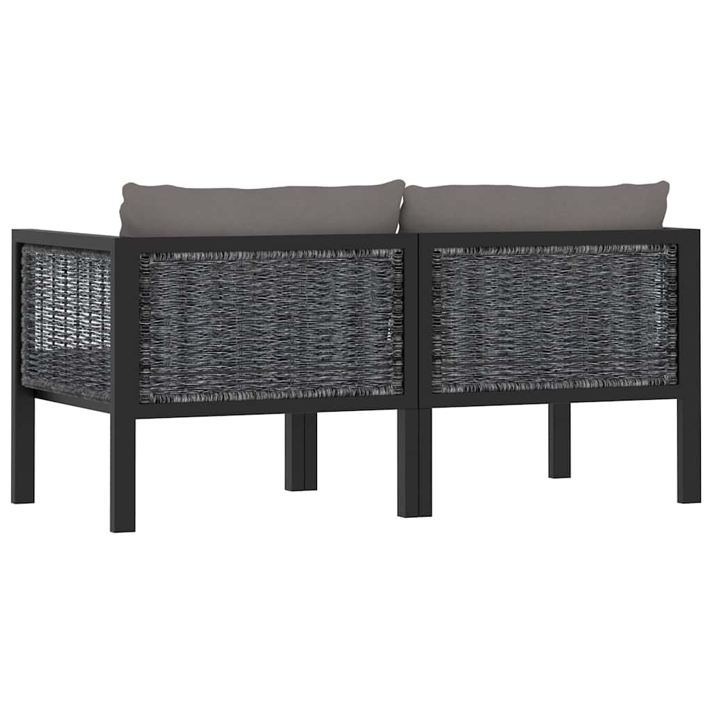 Vidaxl tweezitsbank met kussens poly rattan antraciet