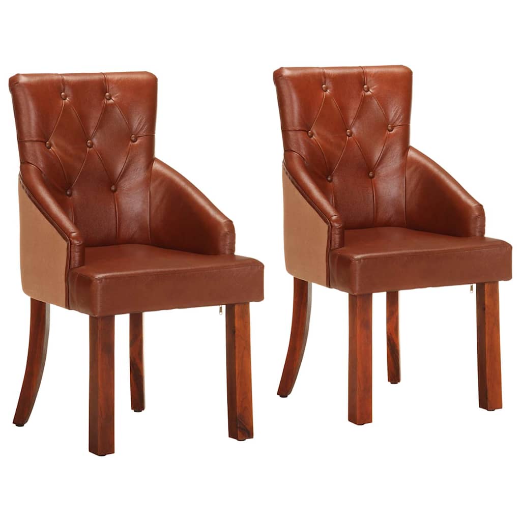 Vidaxl eetkamerstoelen 2 st echt geitenleer bruin