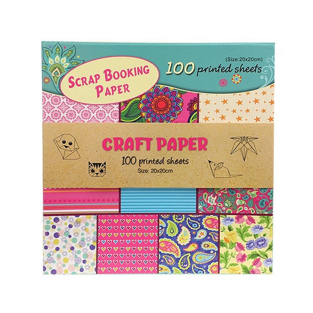 Toi-toys Bastelpapier-Set 100 bedruckte Blätter 20x20cm