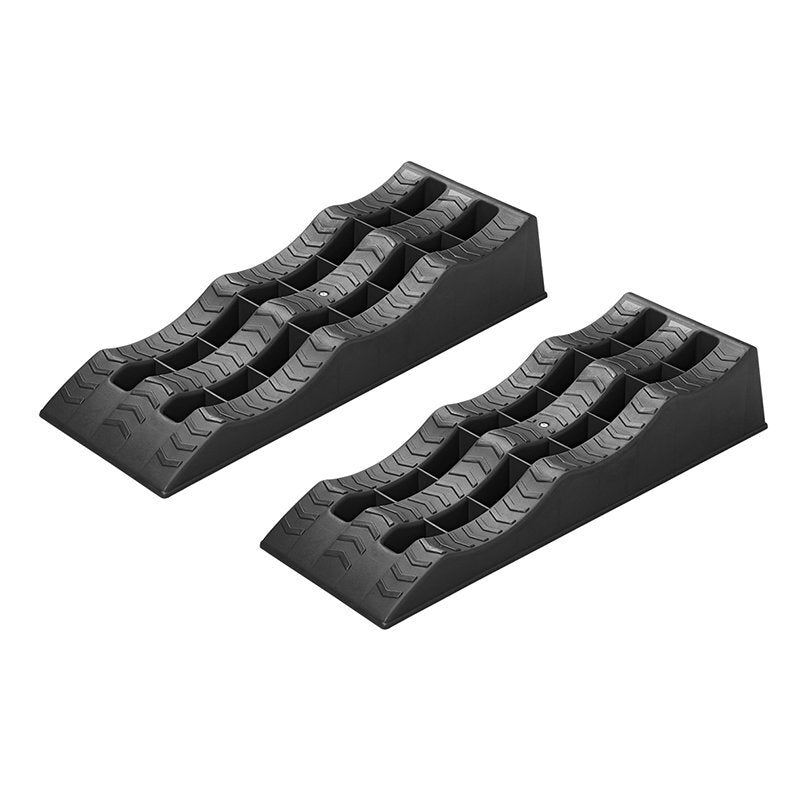Proplus oprijblok zwart set van 2 stuks lichtgewicht kunststof 61x21.3x12cm 3 niveaus: 4, 7 en 10 cm