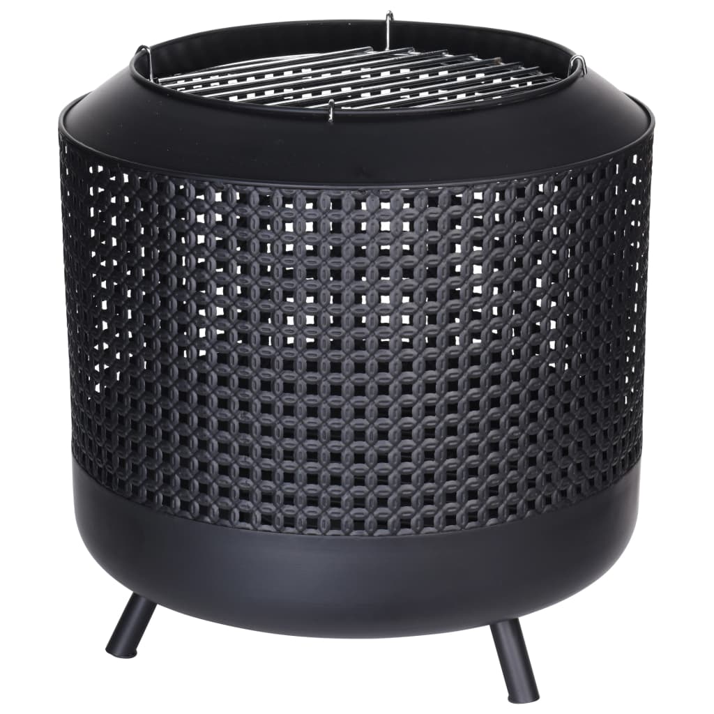 Prograrden Fire Korf mit Barbecue -Dienstplan 50x51 cm Schwarz