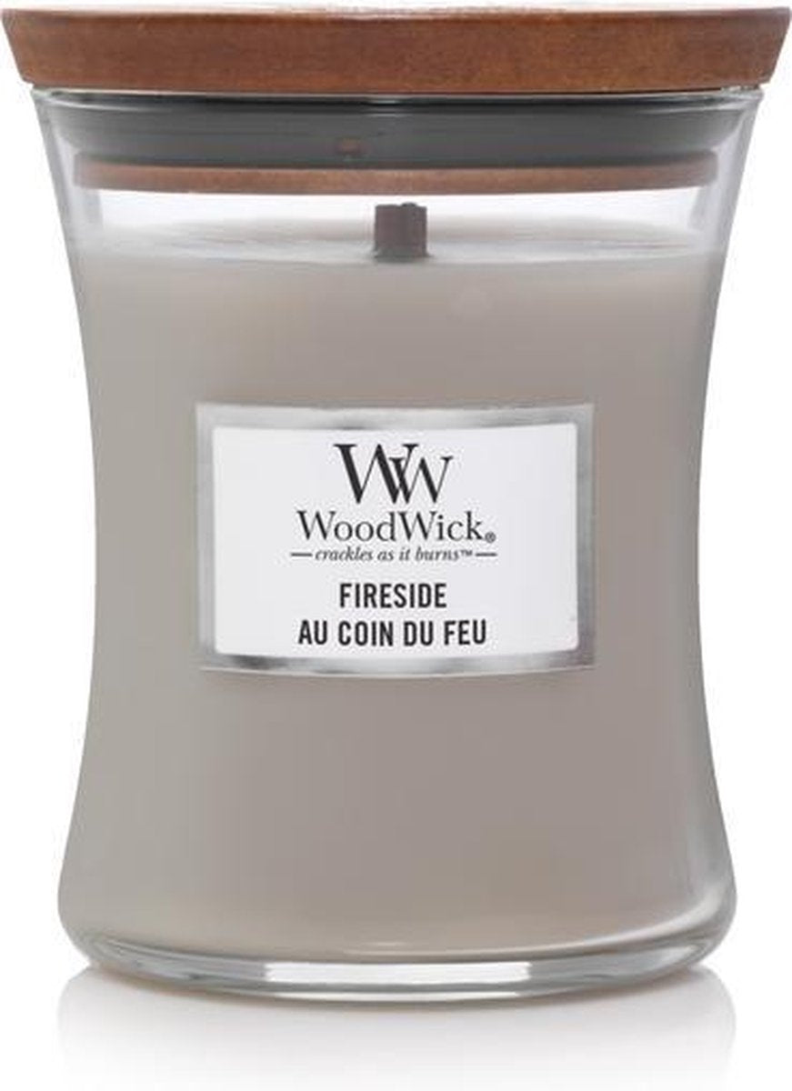 Mittlere Sanduhr-Duftkerze von Woodwick – Kamin – 60 Brennstunden
