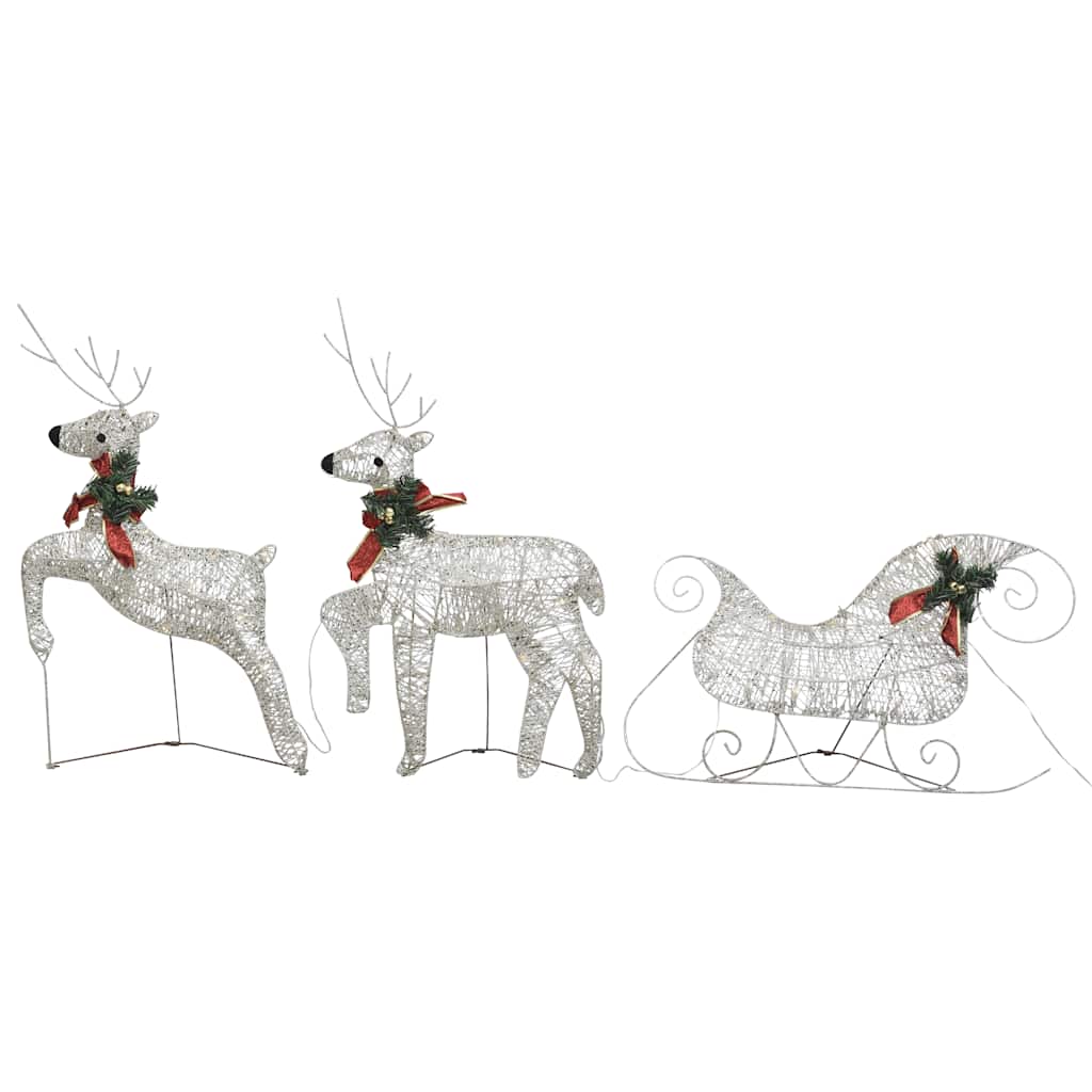 VidaXL Weihnachtsdekoration Rentier und Schlitten 60 LEDs goldfarben