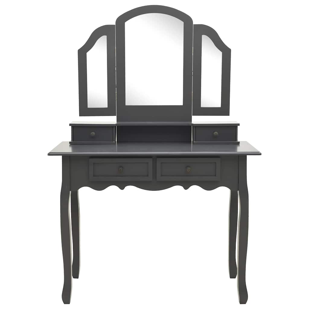 Vidaxl kaptafelset met kruk 100x40x146 cm paulowniahout grijs
