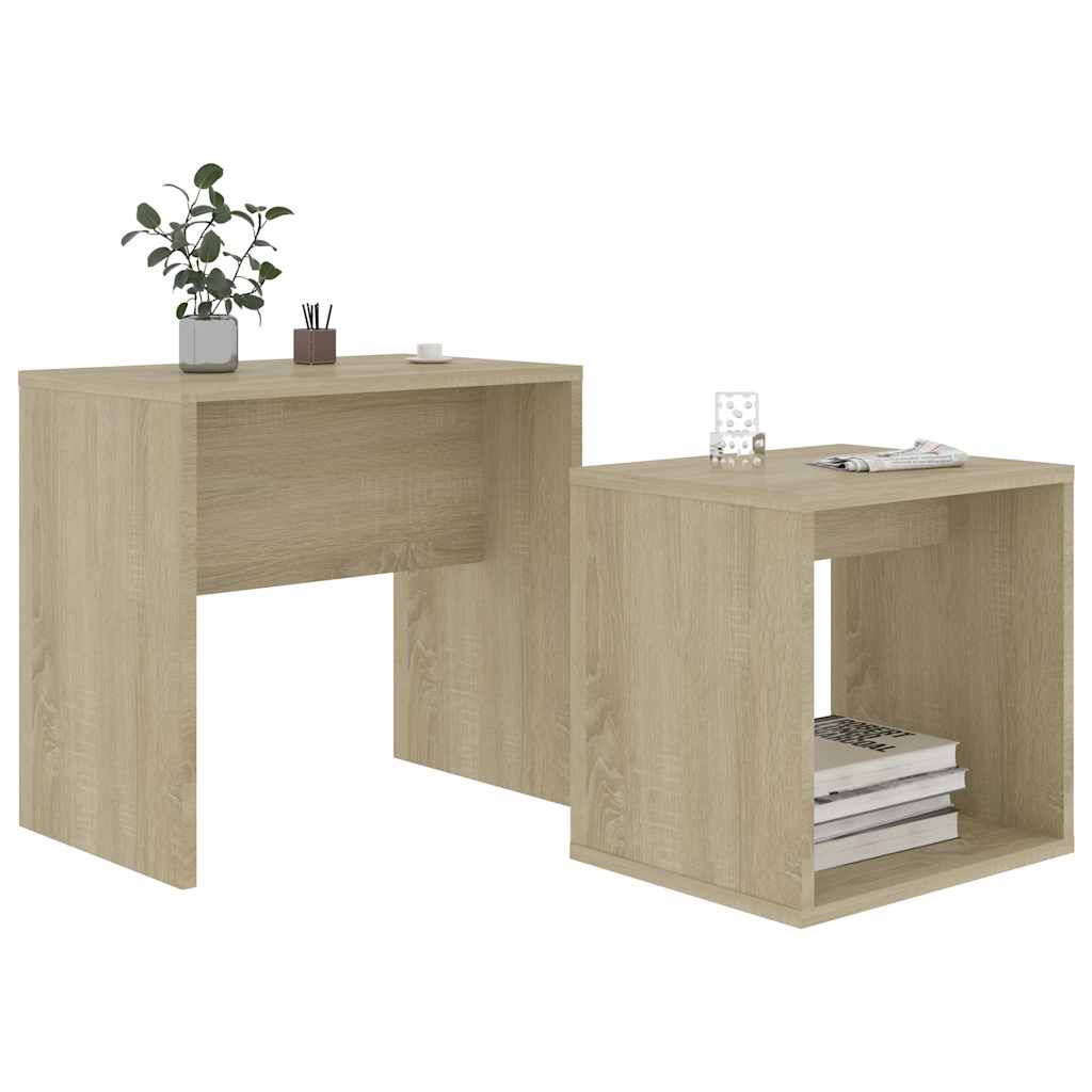 Vidaxl salontafelset 48x30x45 cm bewerkt hout sonoma eikenkleurig