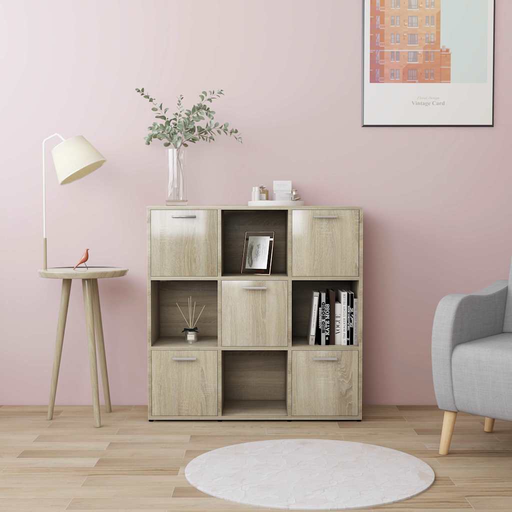 Vidaxl boekenkast 90x30x90 cm bewerkt hout sonoma eikenkleurig