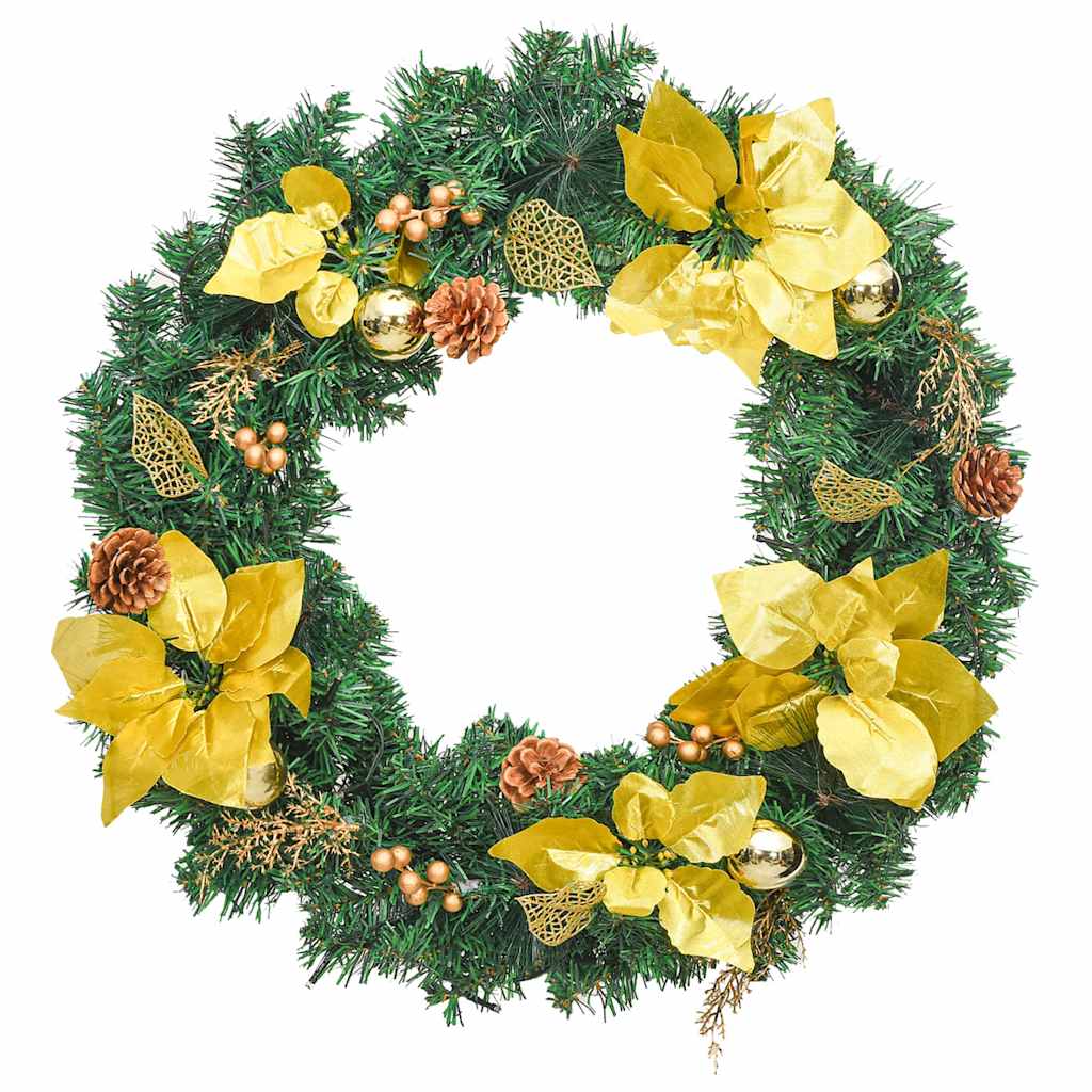 Vidaxl kerstkrans met led-verlichting groen 60 cm pvc