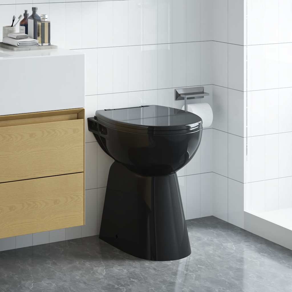 Vidaxl edge-free toilet 7 cm raised height soft-close ceramic black