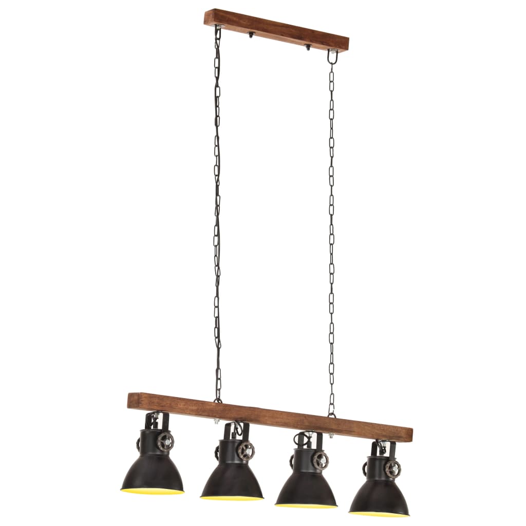 VidaXL Deckenleuchte Industrie E27 Mangoholz schwarz