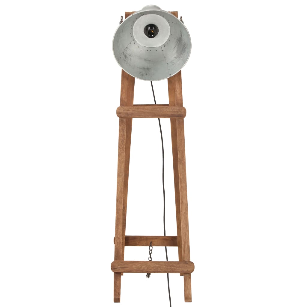 Vidaxl vloerlamp e27 massief mangohout zilverkleurig