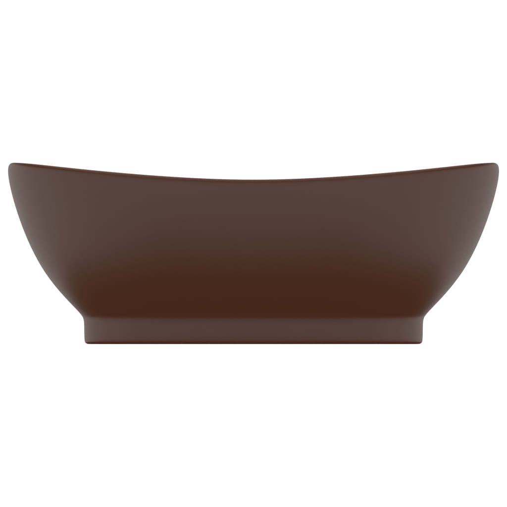 Vidaxl -Waschbecken mit Landung oval 58,5 x 39 cm Keramik Matt Dunkelbraun