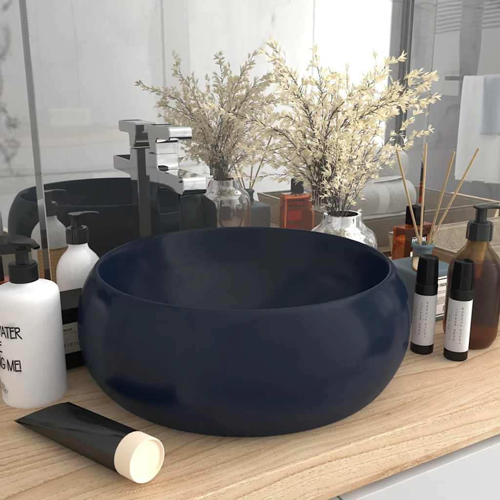 Vidaxx Waschbecken rund 40x15 cm Keramik matt dunkelblau