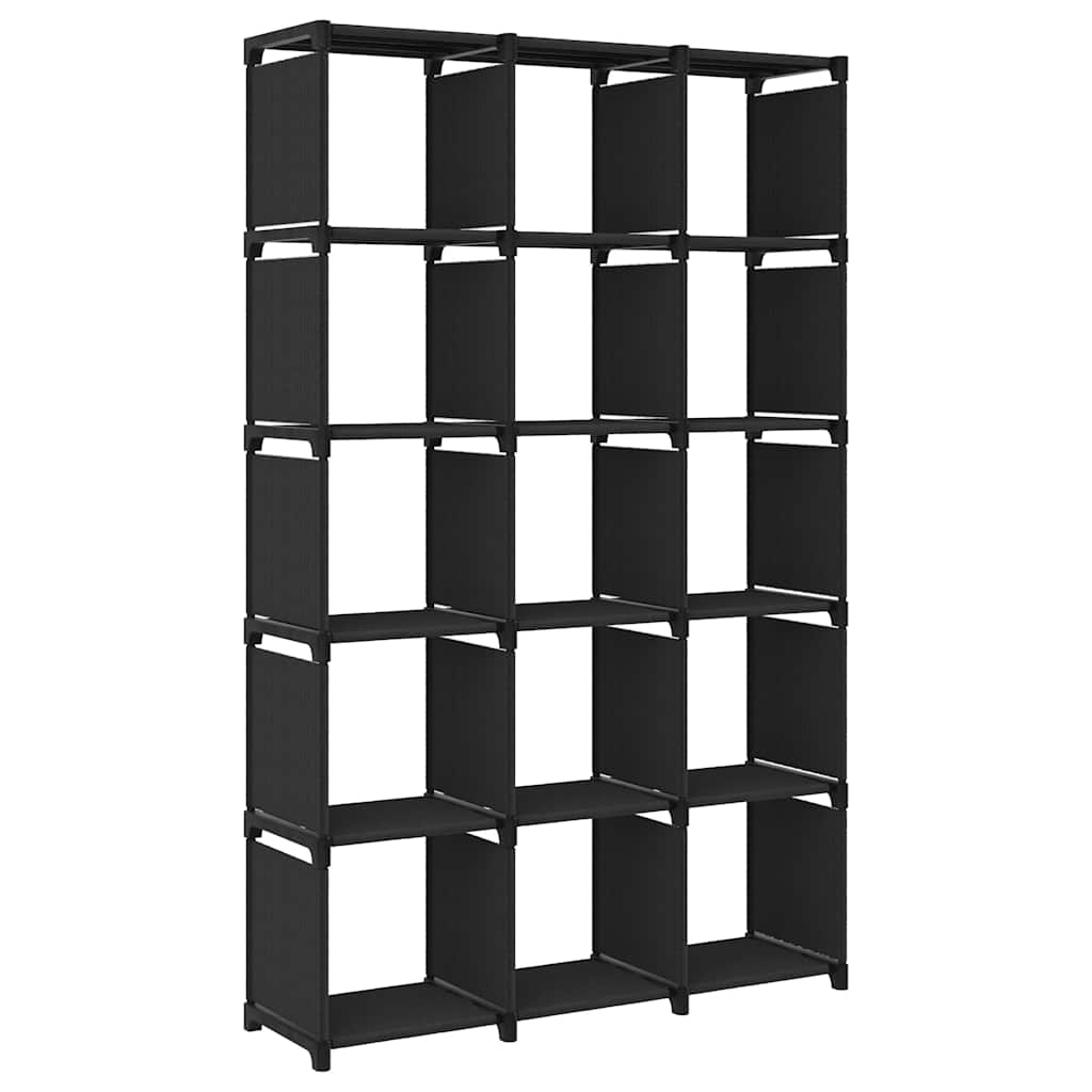Vidaxl kast met 15 vakken 103x30x175,5 cm stof zwart