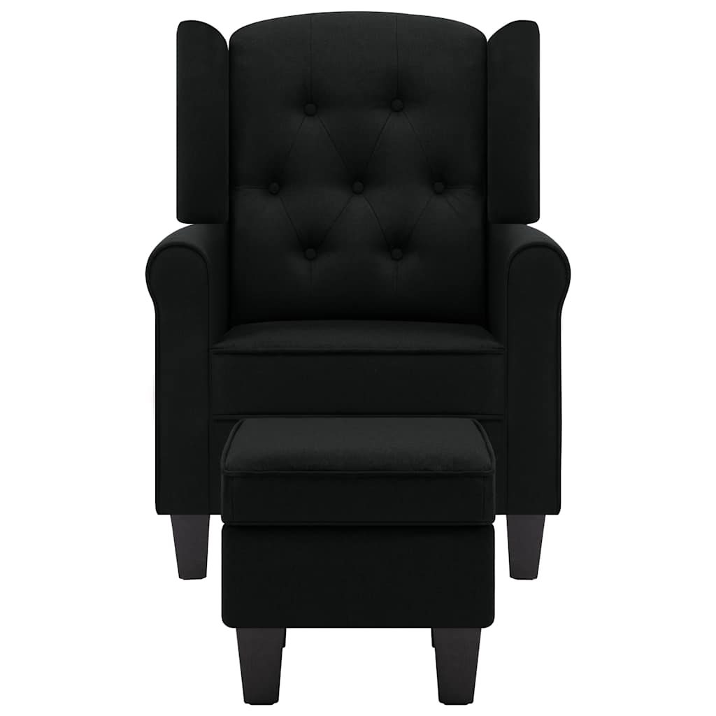 Vidaxl fauteuil met voetenbankje stof zwart
