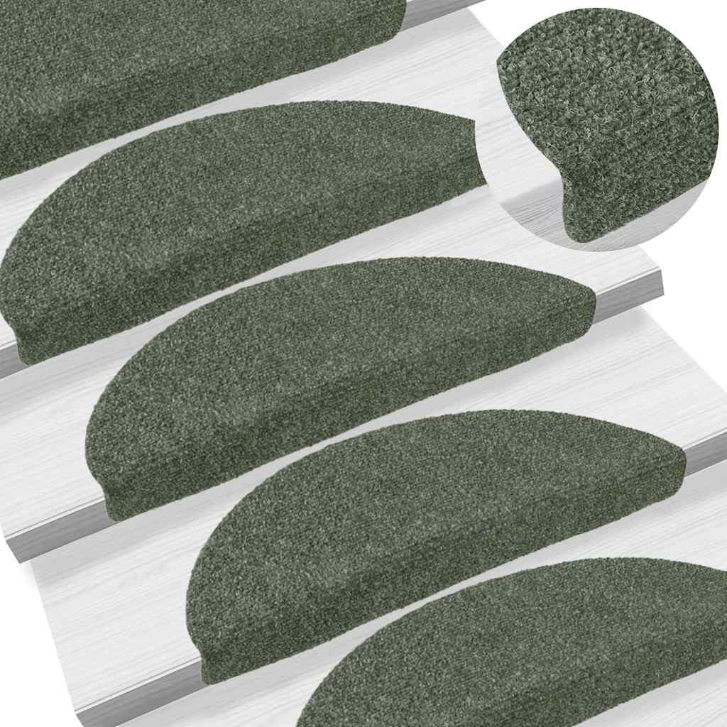 Vidaxl Treppenmatten Selbstadhäsiv 15 Teile 56x17x3 cm grüne Hemisphäre