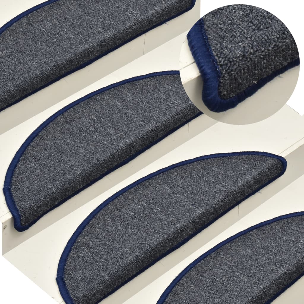 Vidaxl -Treppenmatten 15 ST 56x17x3 cm dunkelgrau und blaues Hemisphäre