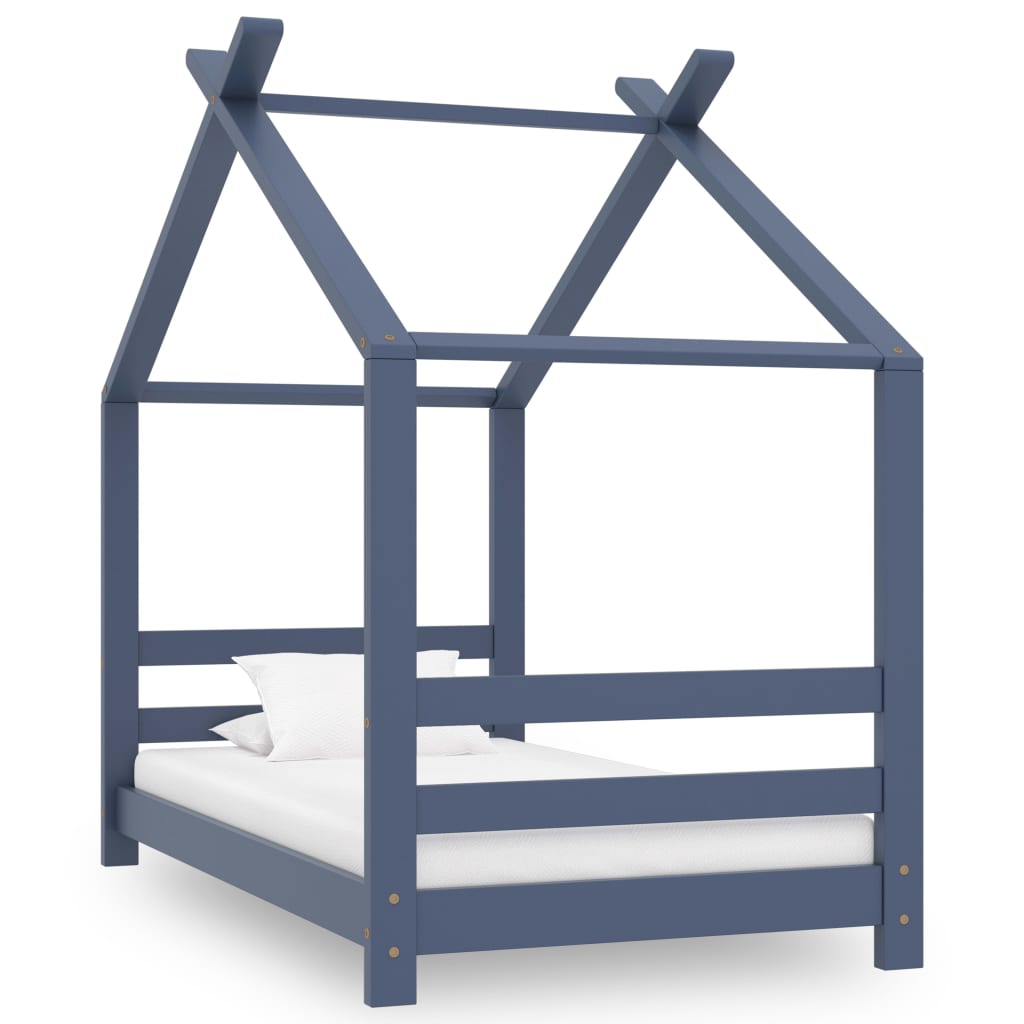 Vidaxl kinderbedframe massief grenenhout grijs 70x140 cm