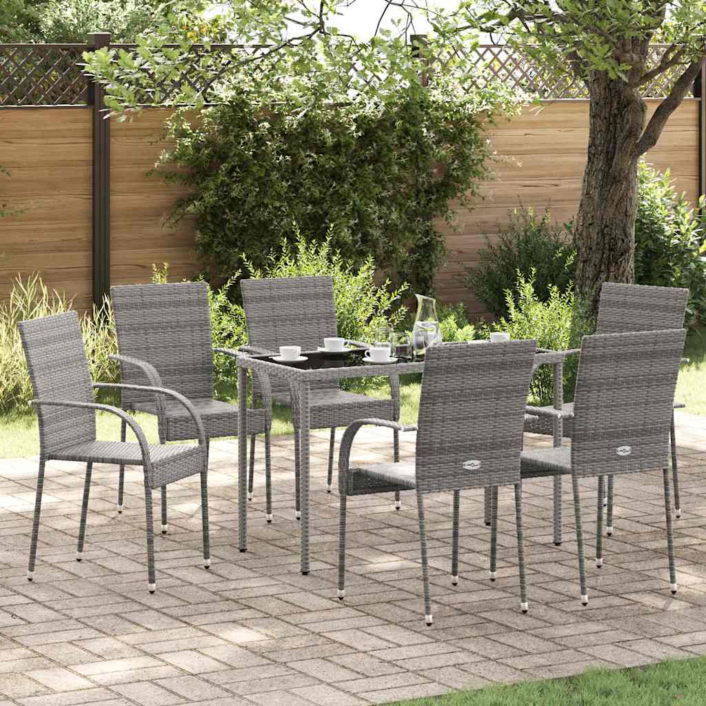 Vidaxl tuinstoelen stapelbaar 6 st poly rattan grijs