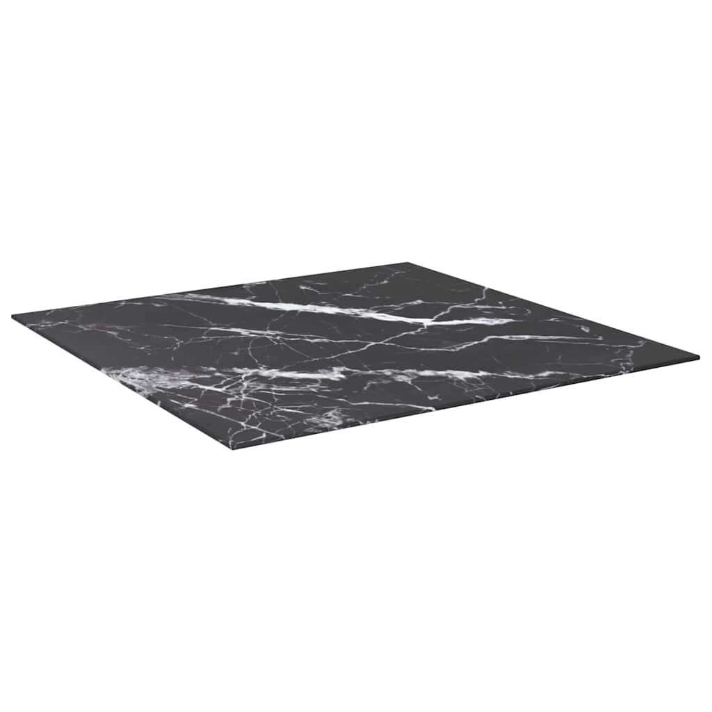Vidaxl tafelblad 80x80 cm 6 mm gehard glas met marmeren design zwart