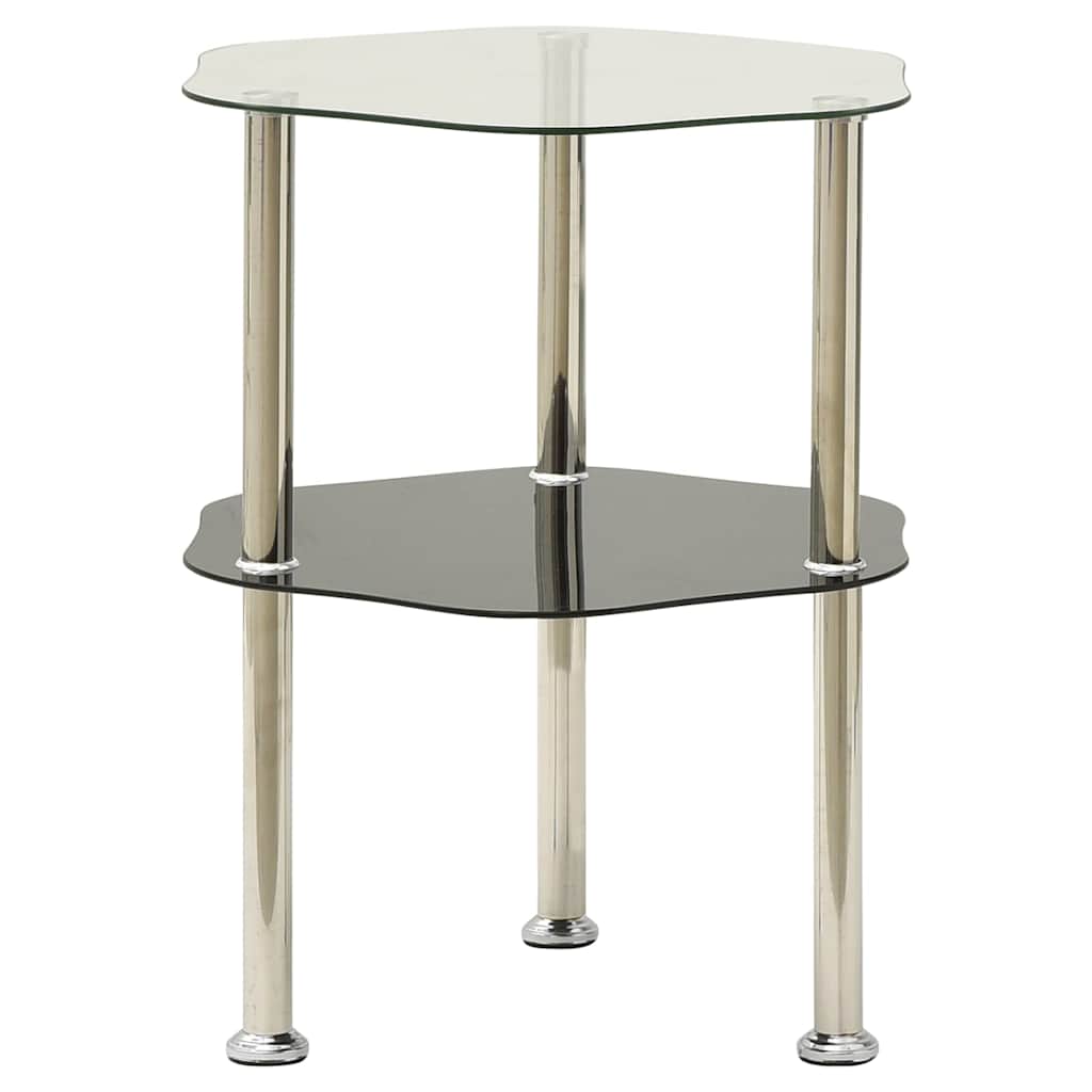 Vidaxl bijzettafel 2-laags 38x38x50 cm gehard glas transparant zwart