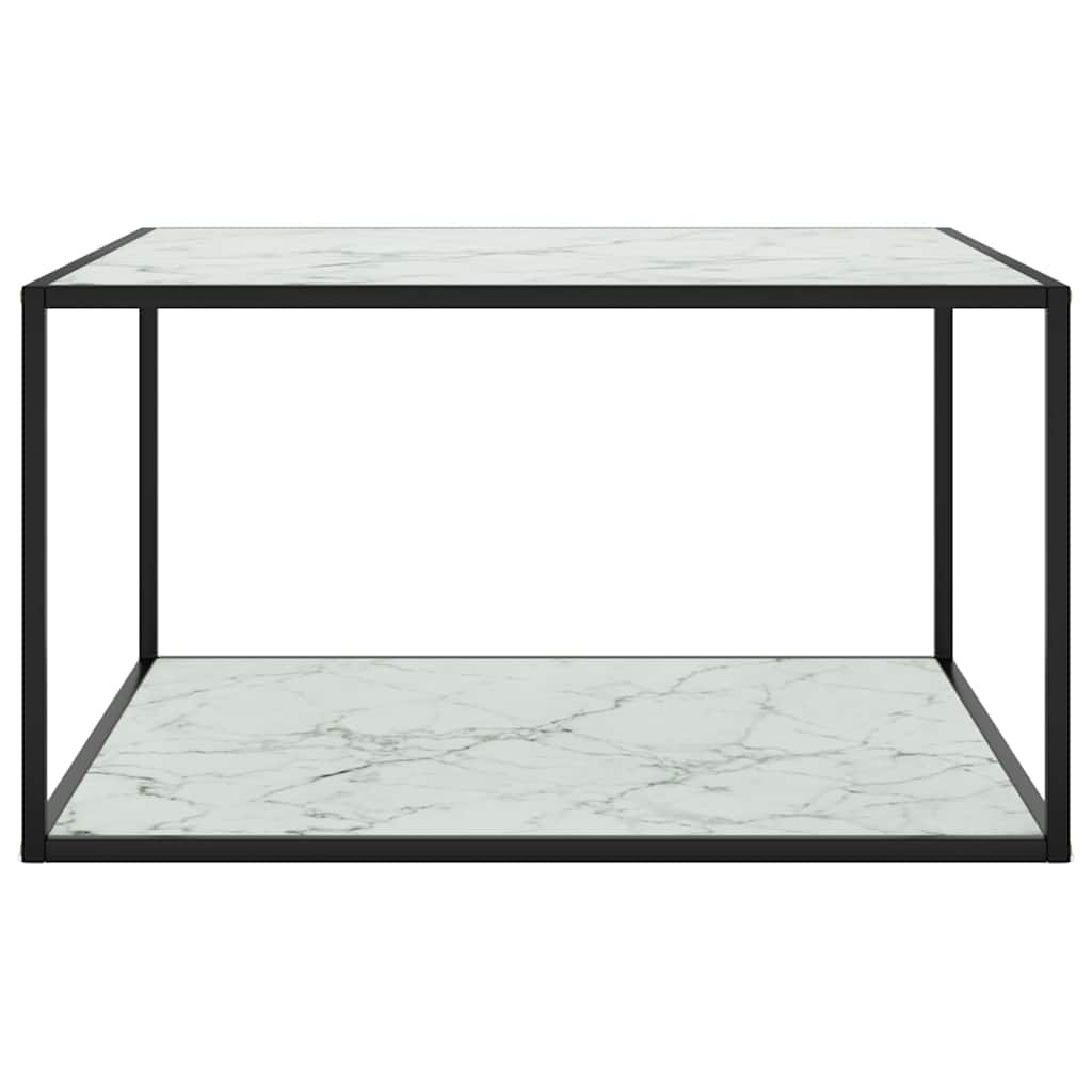 Vidaxl salontafel met wit marmerglas 90x90x50 cm zwart