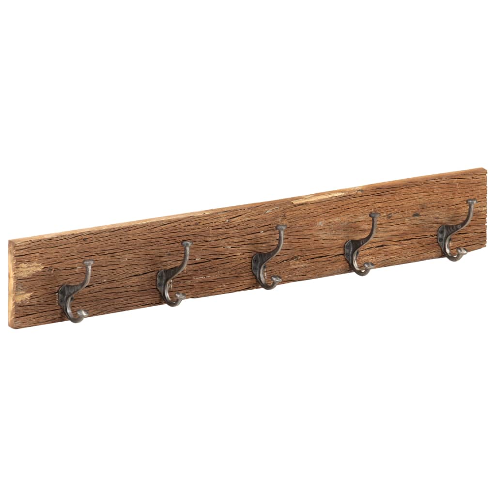 Vidaxx Wandgarderobe mit 5 Haken 100x2,5x15 cm aus massivem Recyclingholz