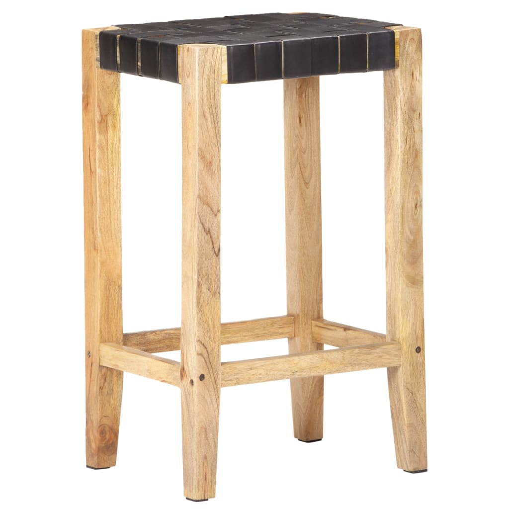 Vidaxl barkrukken 2 st echt leer 75 cm zwart
