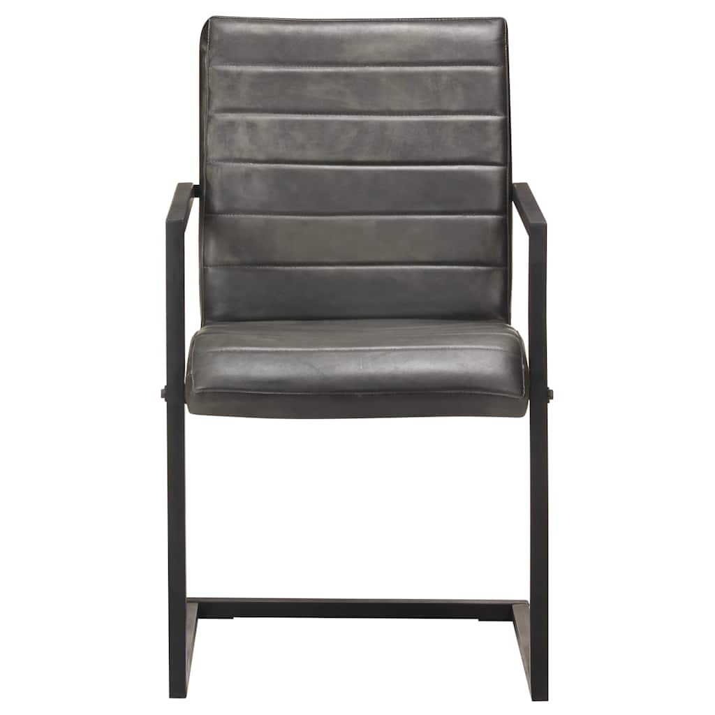 Vidaxl eetkamerstoelen 2 st echt leer grijs
