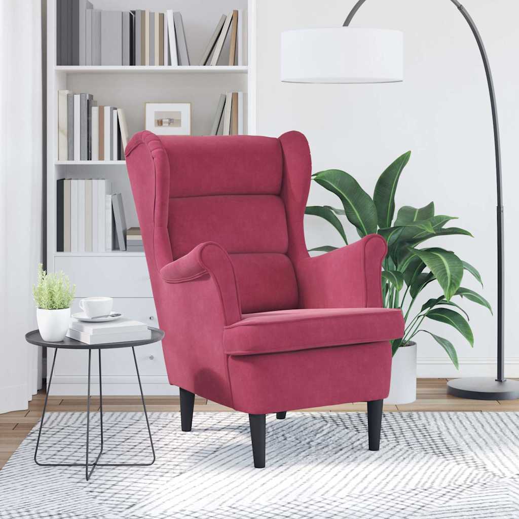 Vidaxl fauteuil fluweel wijnrood