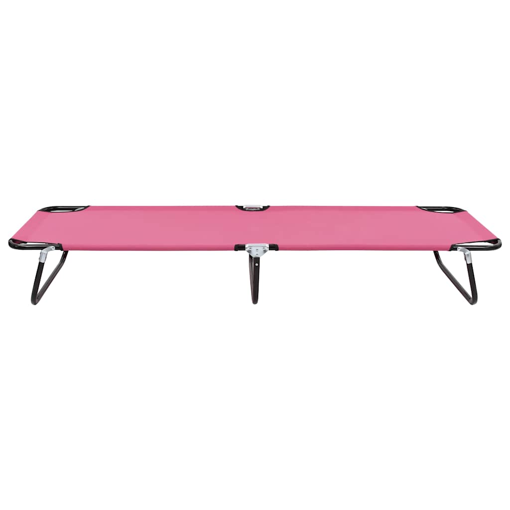 Vidaxl ligbed inklapbaar staal roze
