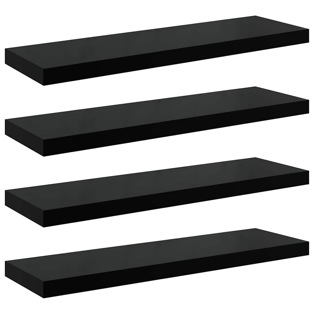Vidaxl wandschappen zwevend 4 st 80x23,5x3,8 cm mdf hoogglans zwart