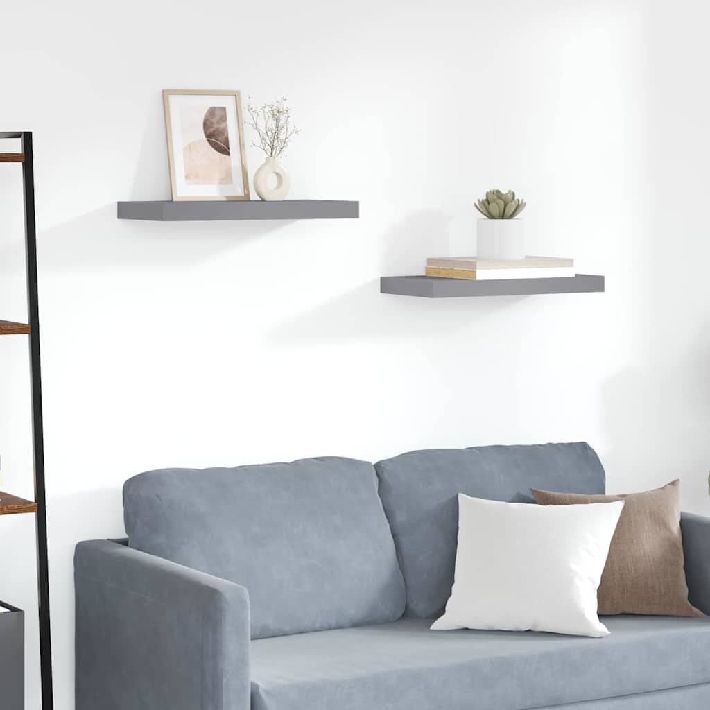 Vidaxl wandschappen zwevend 2 st 50x23x3,8 cm mdf grijs
