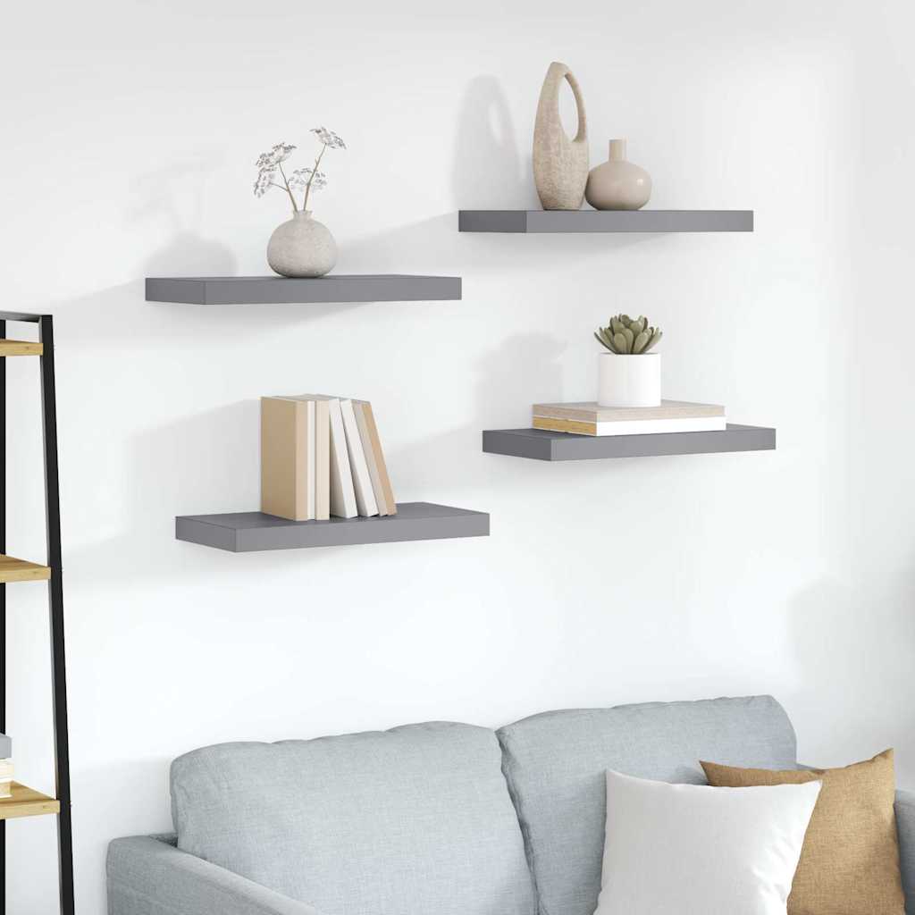 Vidaxl wandschappen zwevend 4 st 50x23x3,8 cm mdf grijs