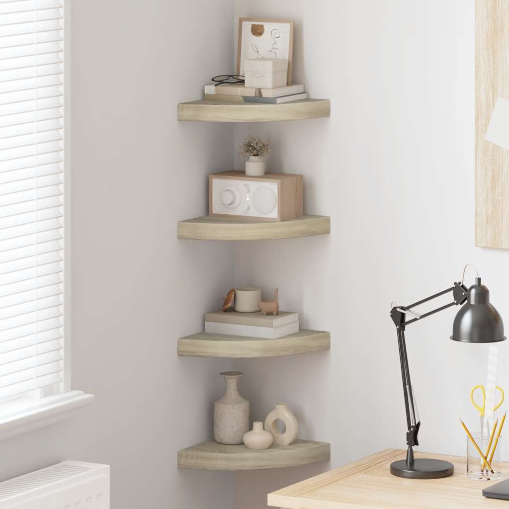 Vidaxl hoekschappen zwevend 4 st 25x25x3,8 cm mdf eikenkleurig