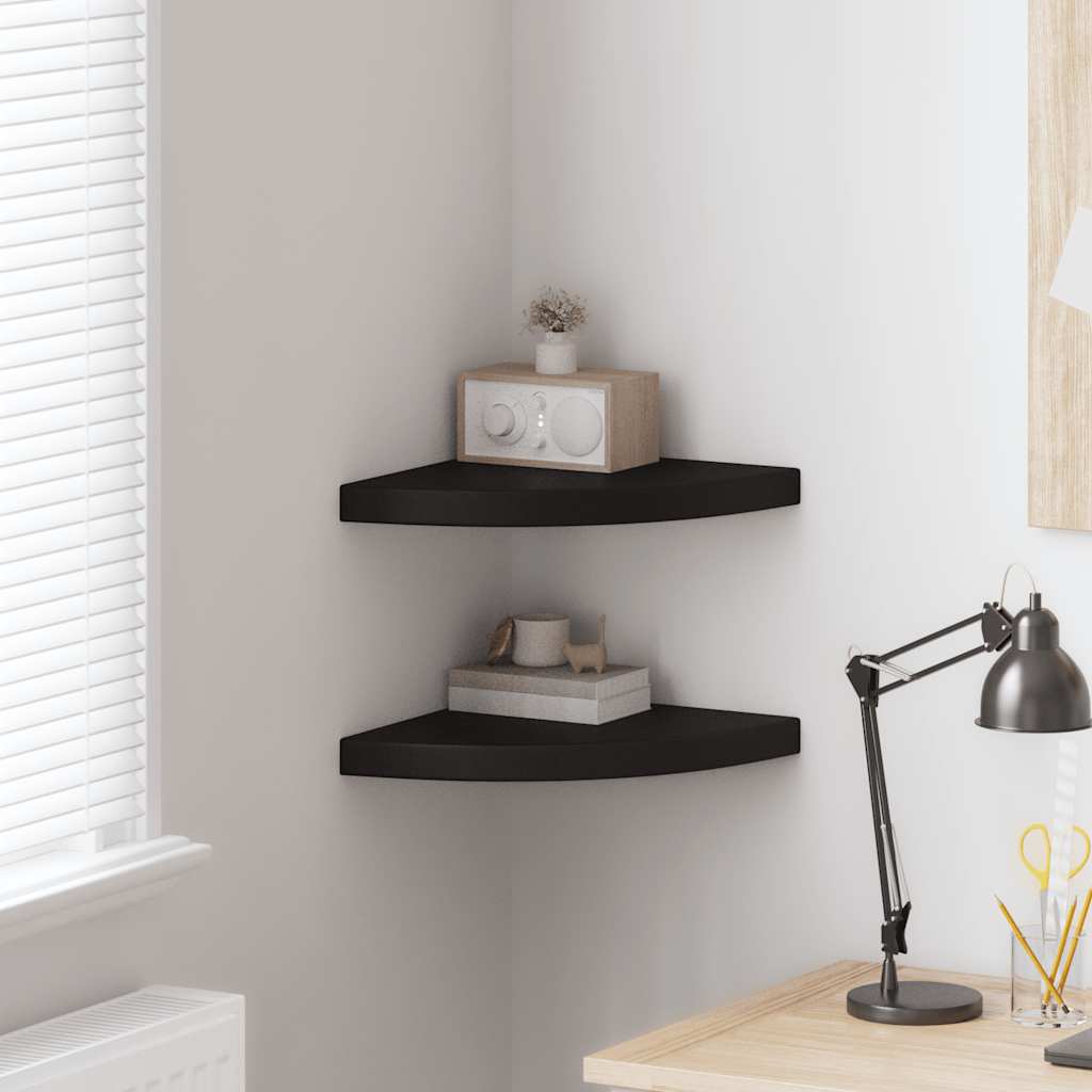 Vidaxl hoekschappen zwevend 2 st 35x35x3,8 cm mdf zwart