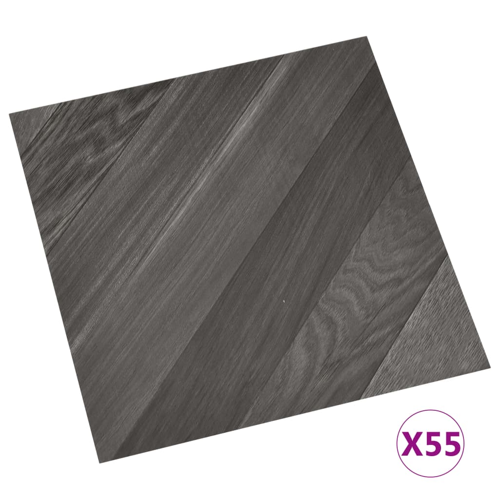 Vidaxl Bodendielen selbstklebend 55 Stk. 5,11 m² PVC gestreift grau