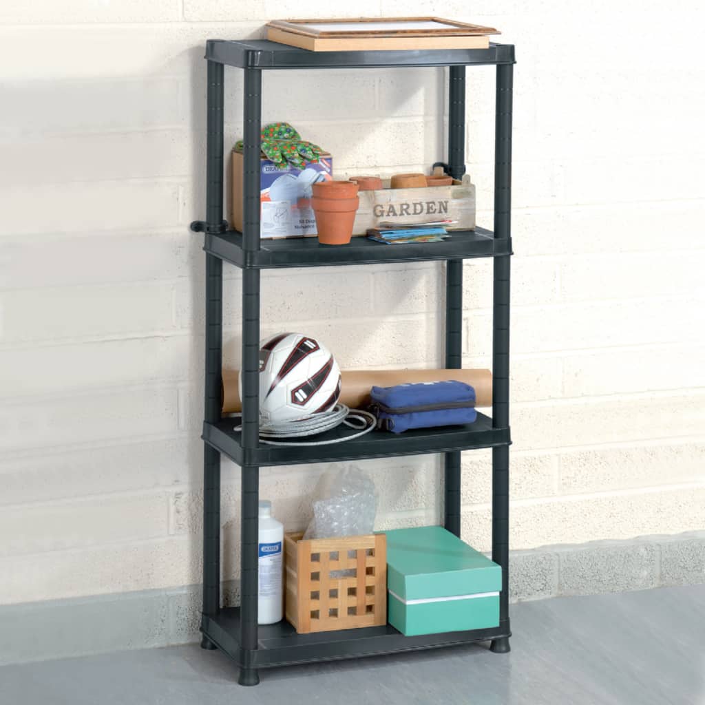 VIDAXL-LAGER RAKE 4-Layer 61x30.5x130 cm Kunststoff Schwarz