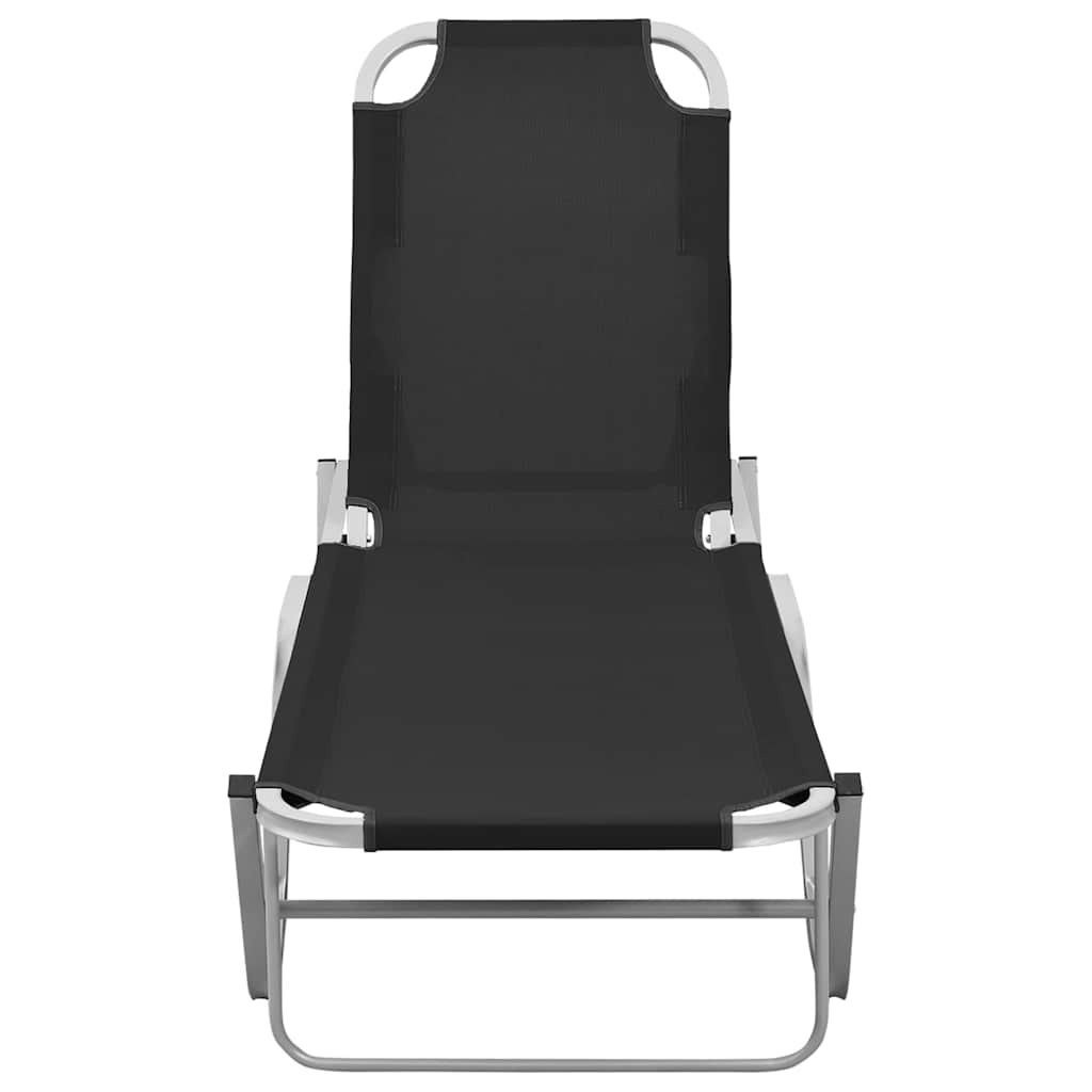 Vidaxl ligbed aluminium en textileen zwart