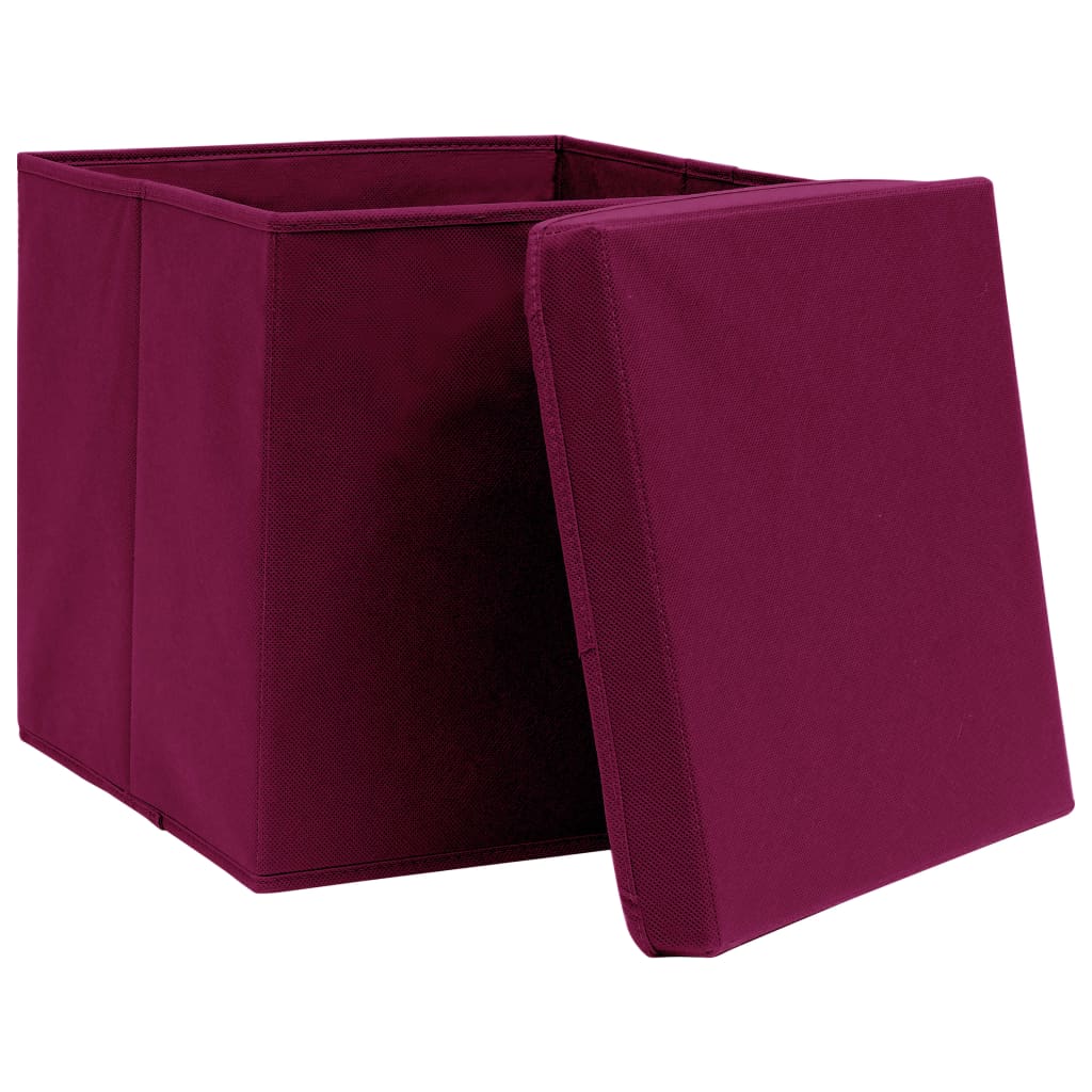 Vidaxx Aufbewahrungsboxen mit Deckel 10 Stück 28x28x28 cm dunkelrot
