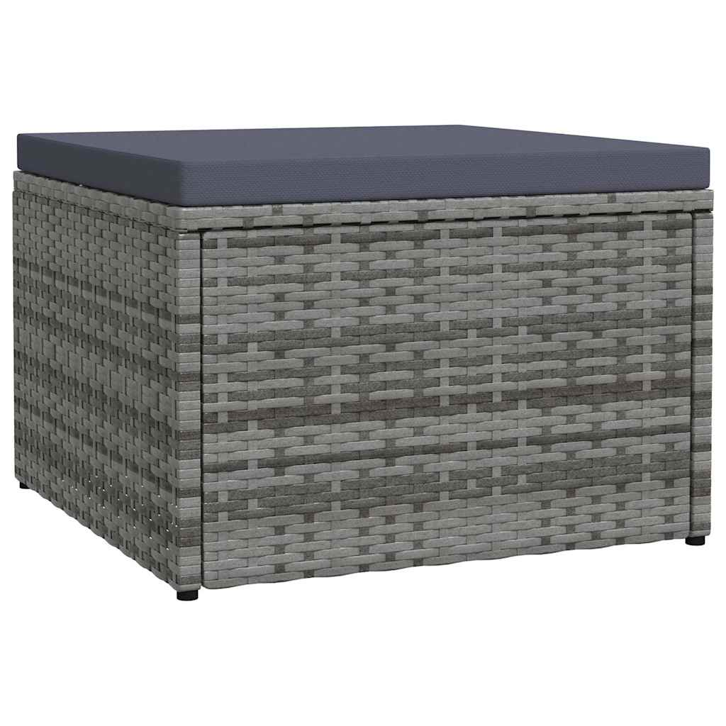 Vidaxl tuinvoetenbank met kussen poly rattan grijs