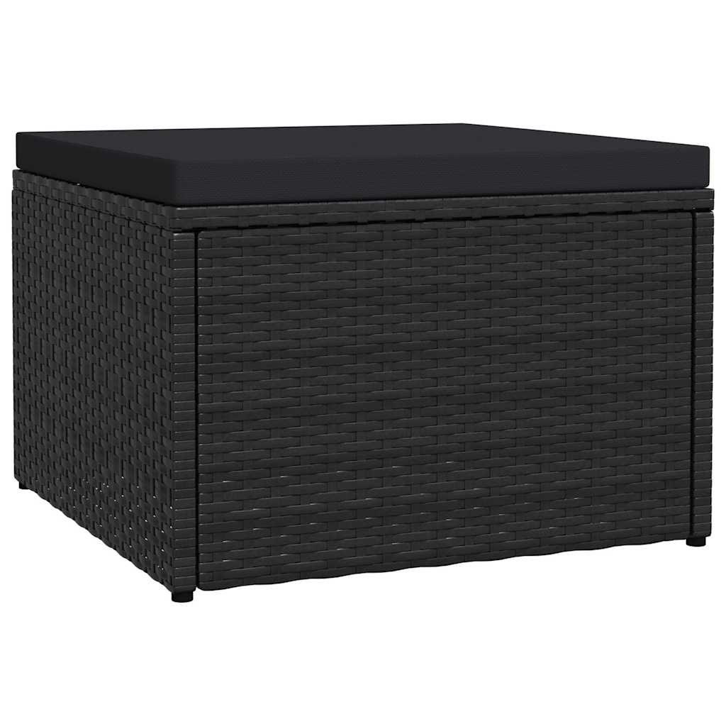 Vidaxl tuinvoetenbank met kussen poly rattan zwart
